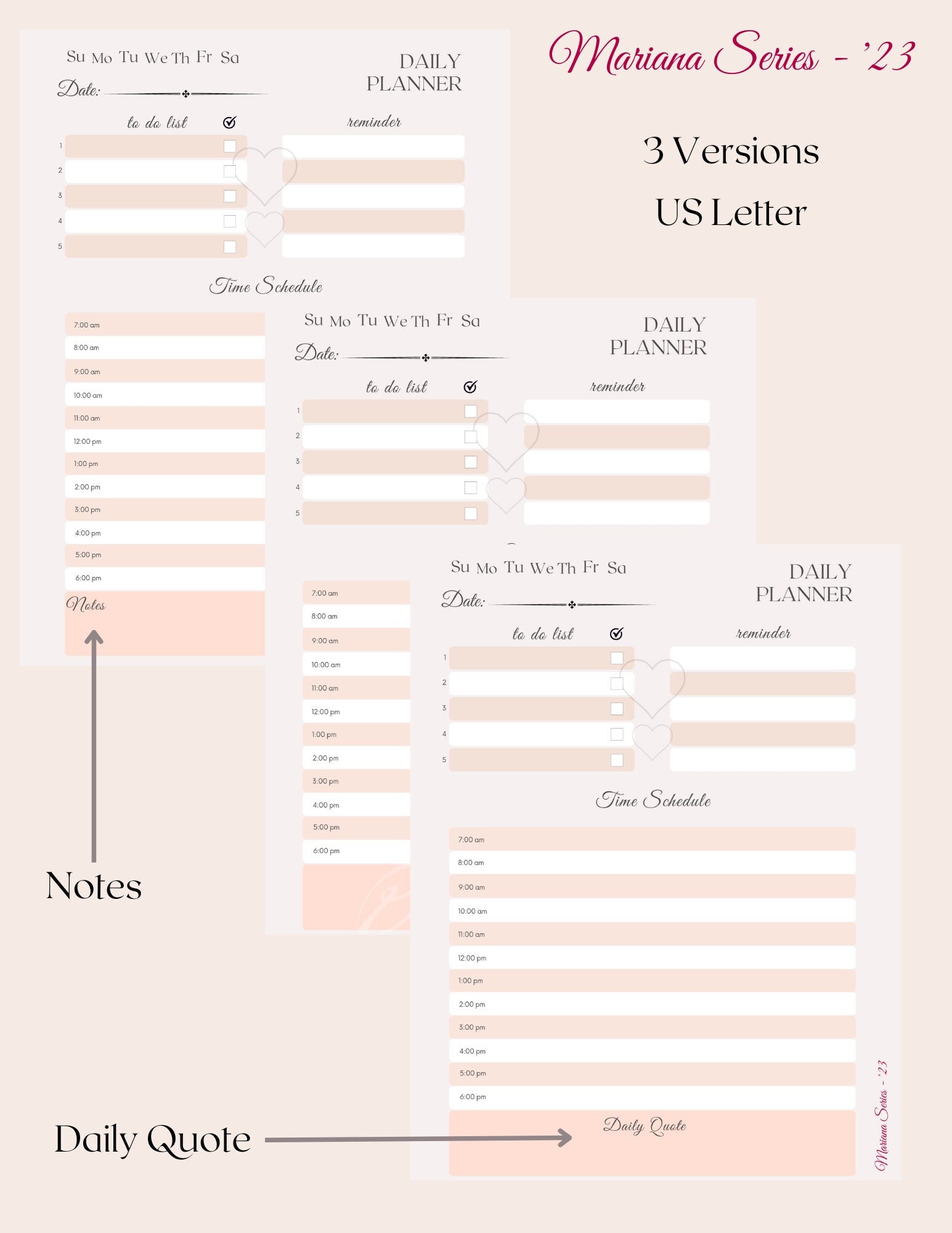Printable Daily Planner 2023 Digital Planner One Page GoodNotes Journal iPad To-Do List Digital Notebook Productivity Printable Notes