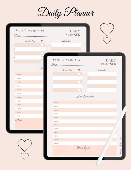 Printable Daily Planner 2023 Digital Planner One Page GoodNotes Journal iPad To-Do List Digital Notebook Productivity Printable Notes