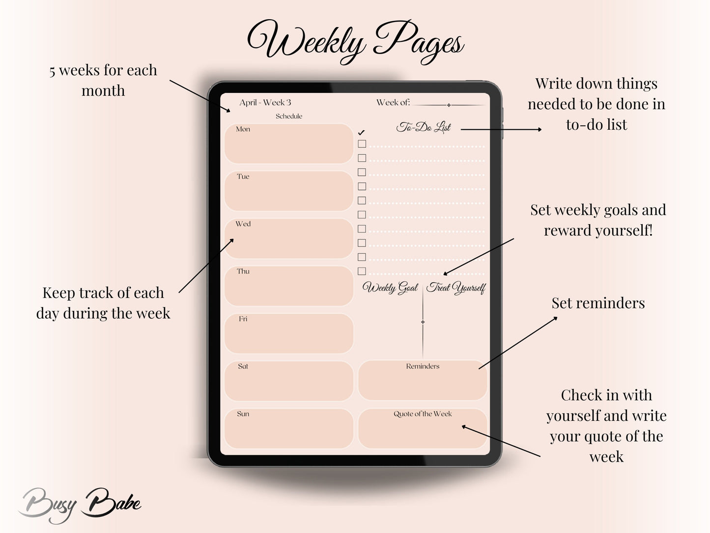 Weekly Digital Planner | Goodnotes Planner | Ipad Planner | 2023 Planner | Fully Hyperlinked| Weekly & Monthly Planner