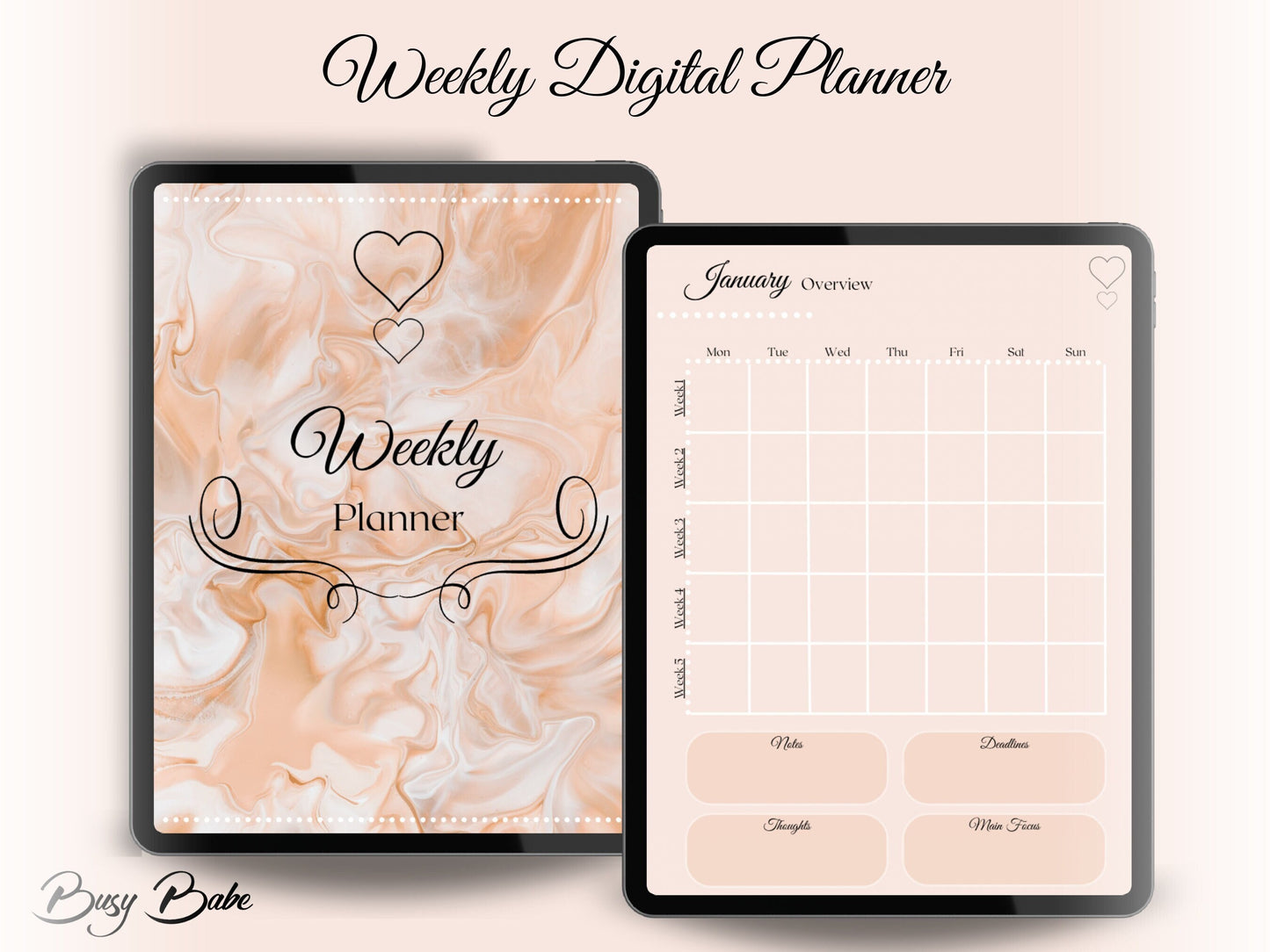 Weekly Digital Planner | Goodnotes Planner | Ipad Planner | 2023 Planner | Fully Hyperlinked| Weekly & Monthly Planner