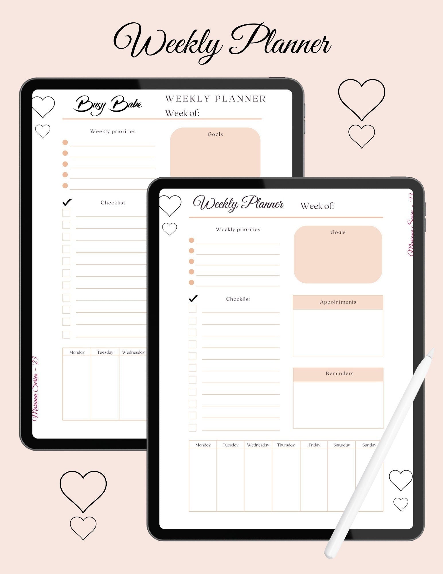 one-page-digital-weekly-2023-planner-busy-babe for Free Printable One Week Planner One Page Digital Weekly 2023 Planner – Busy Babe for Free Printable One Week Planner