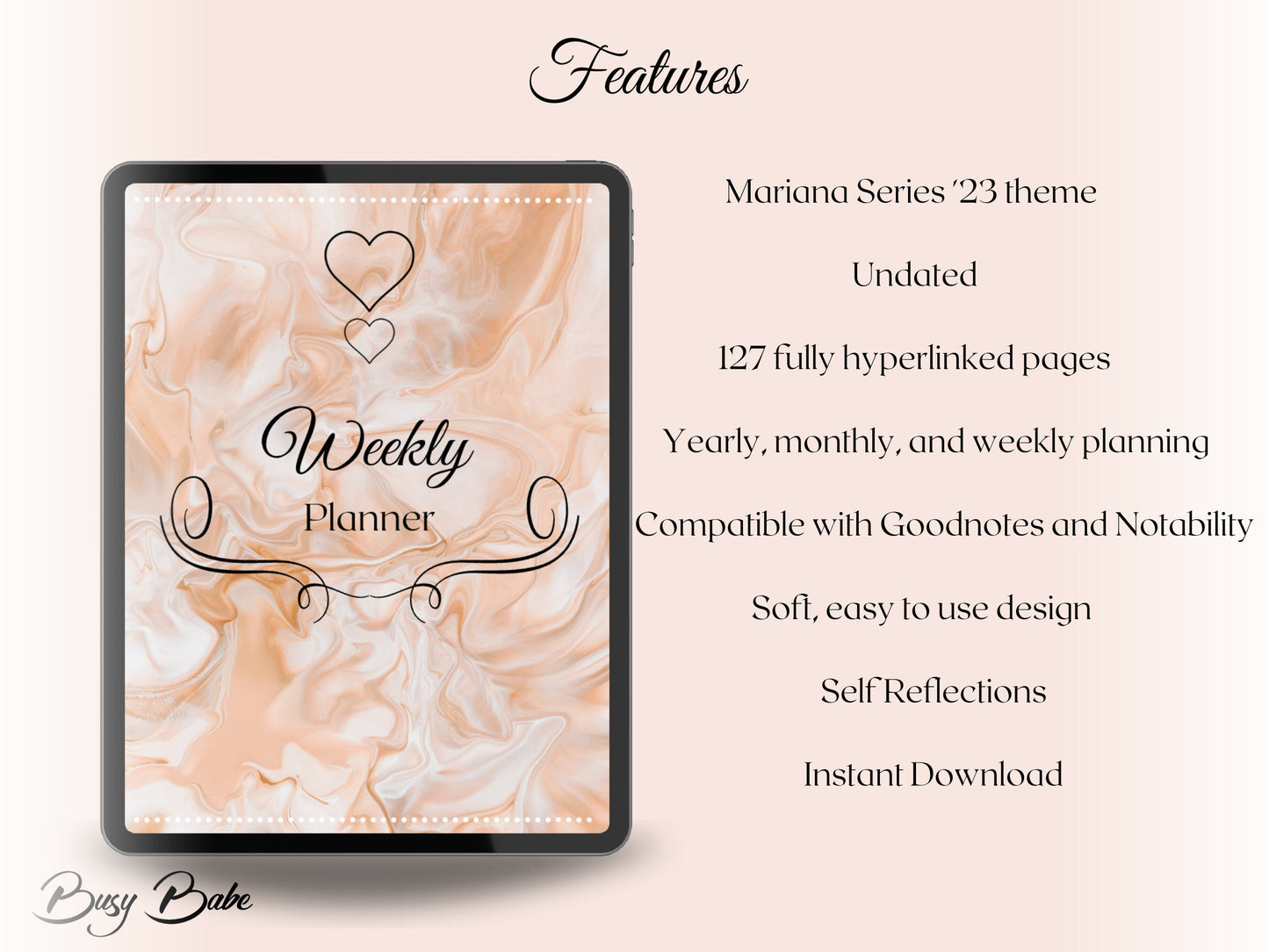 Weekly Digital Planner | Goodnotes Planner | Ipad Planner | 2023 Planner | Fully Hyperlinked| Weekly & Monthly Planner