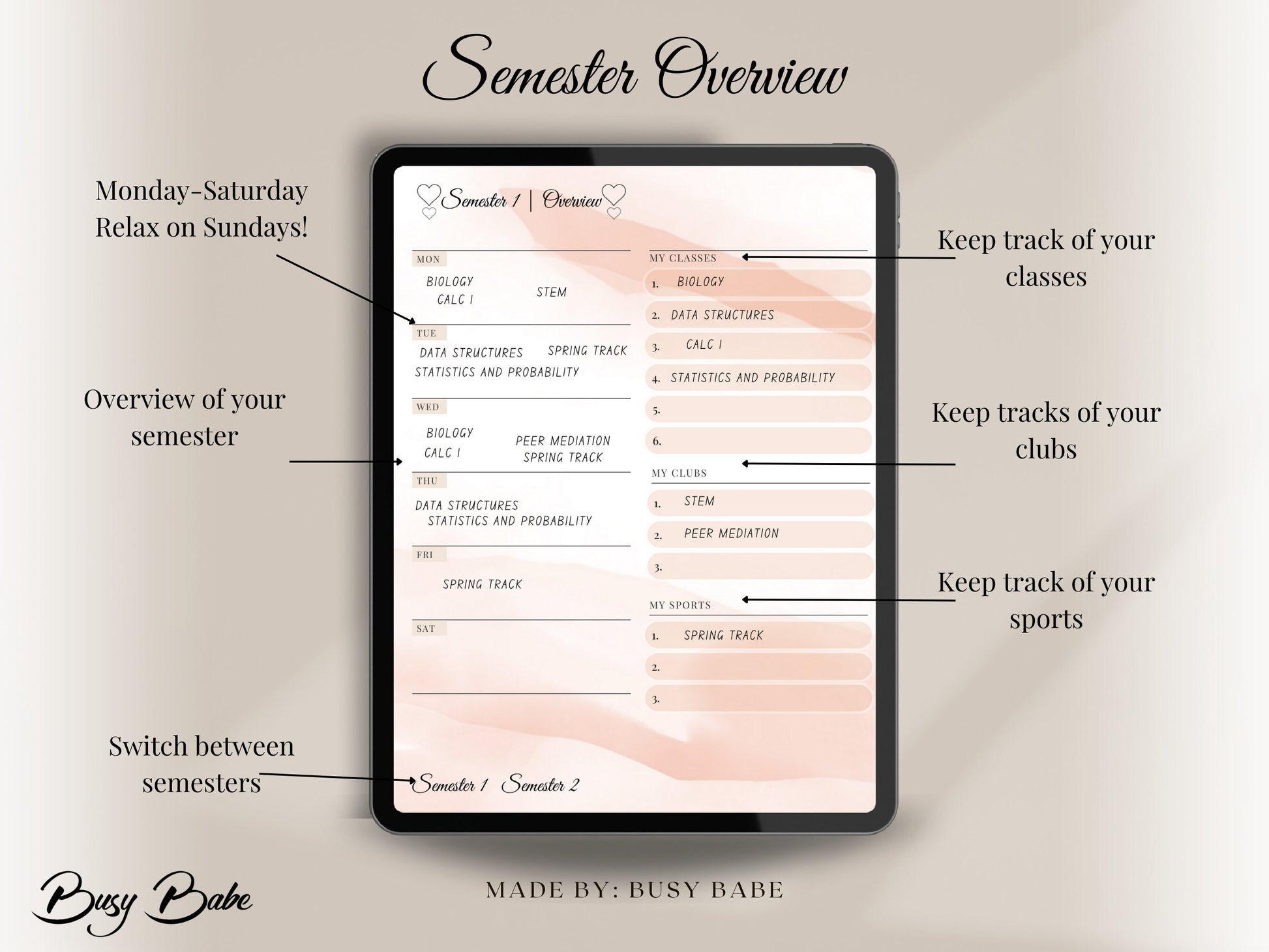 Academic Planner Student Journal Ipad Goodnotes College Planner Study Guide School 2023-2024 Planner Digital Notebook Student To Do List