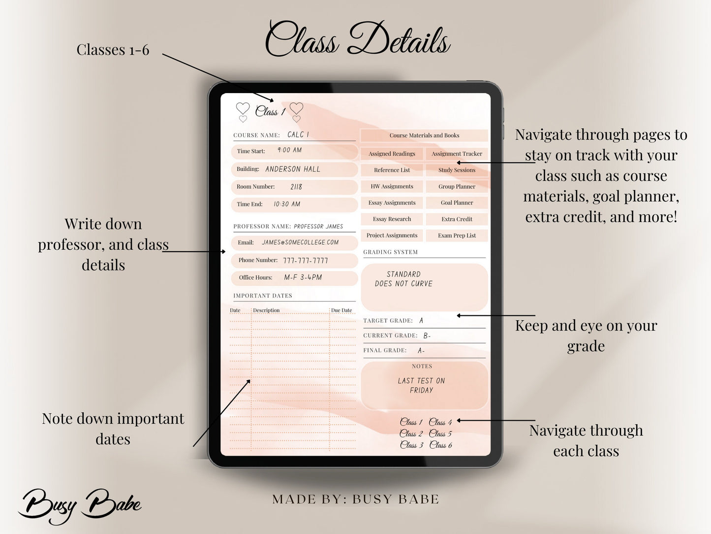 Academic Planner Student Journal Ipad Goodnotes College Planner Study Guide School 2023-2024 Planner Digital Notebook Student To Do List