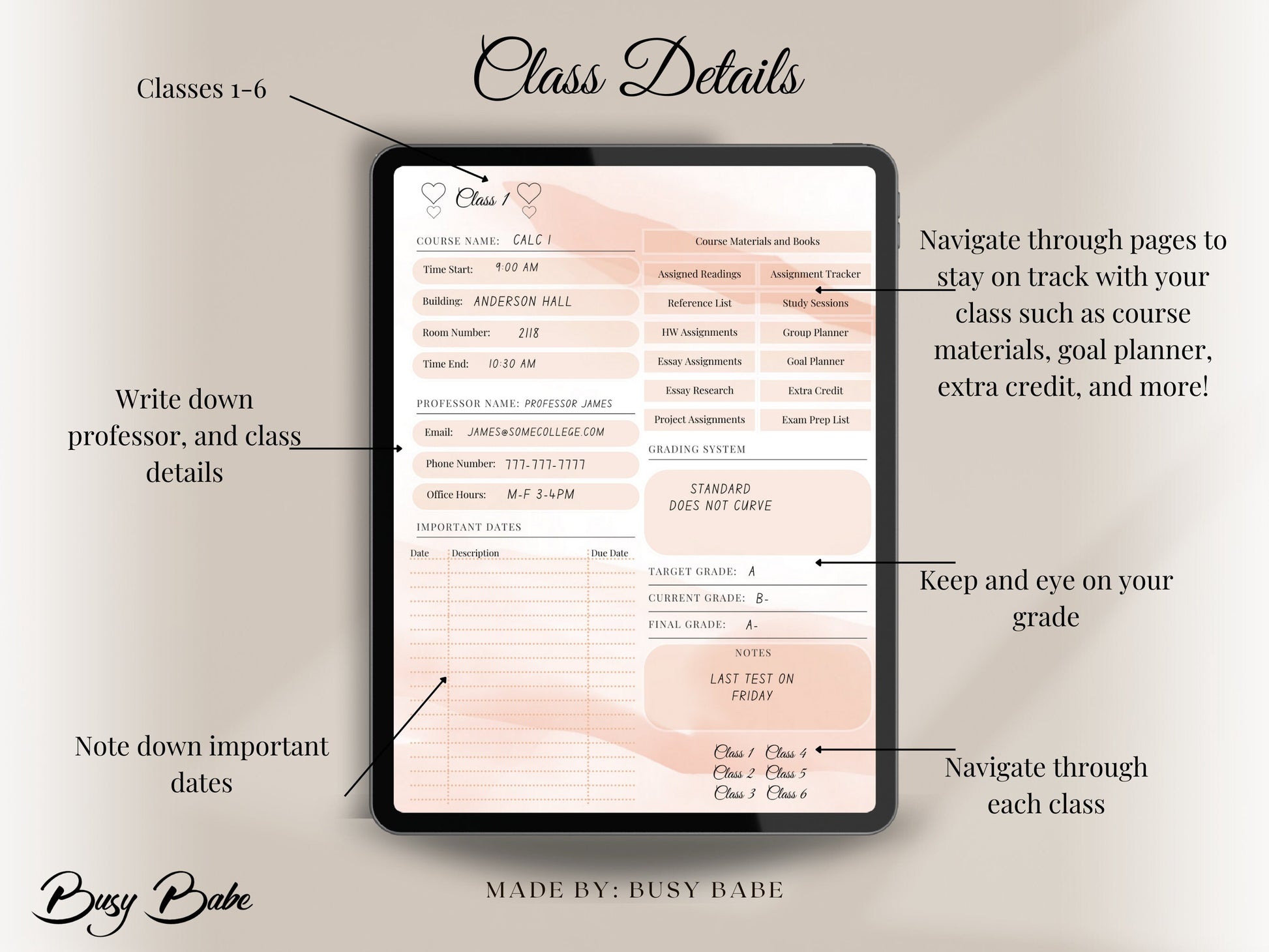 Academic Planner Student Journal Ipad Goodnotes College Planner Study Guide School 2023-2024 Planner Digital Notebook Student To Do List