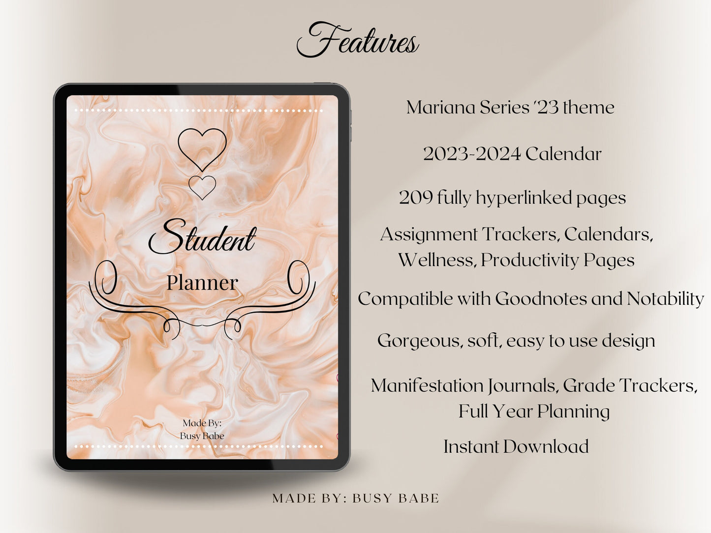 Academic Planner Student Journal Ipad Goodnotes College Planner Study Guide School 2023-2024 Planner Digital Notebook Student To Do List