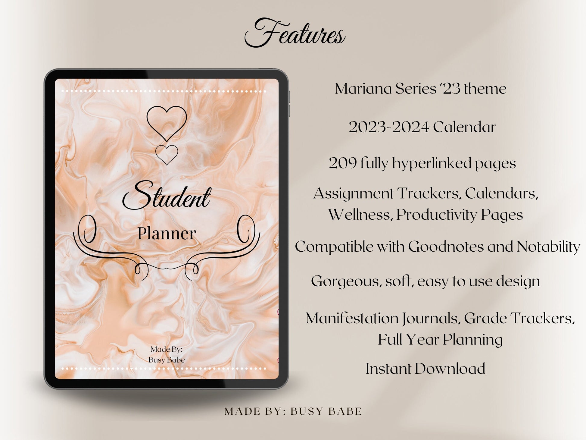 Academic Planner Student Journal Ipad Goodnotes College Planner Study Guide School 2023-2024 Planner Digital Notebook Student To Do List
