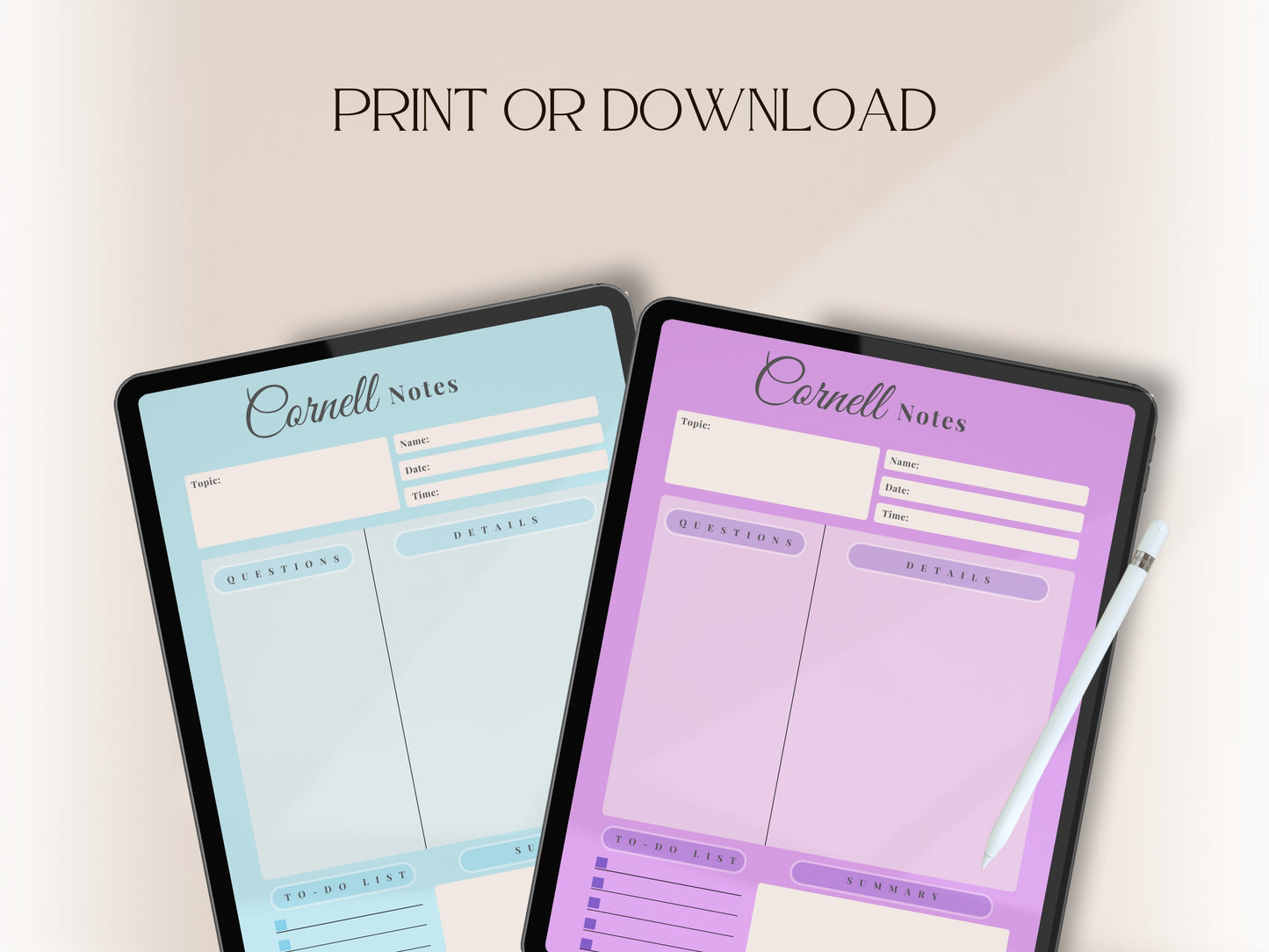 Printable Cornell Notes Digital Notebook for Students Study Planner for College Academic Planner Goodnotes 2023 Student Planner Note Taking
