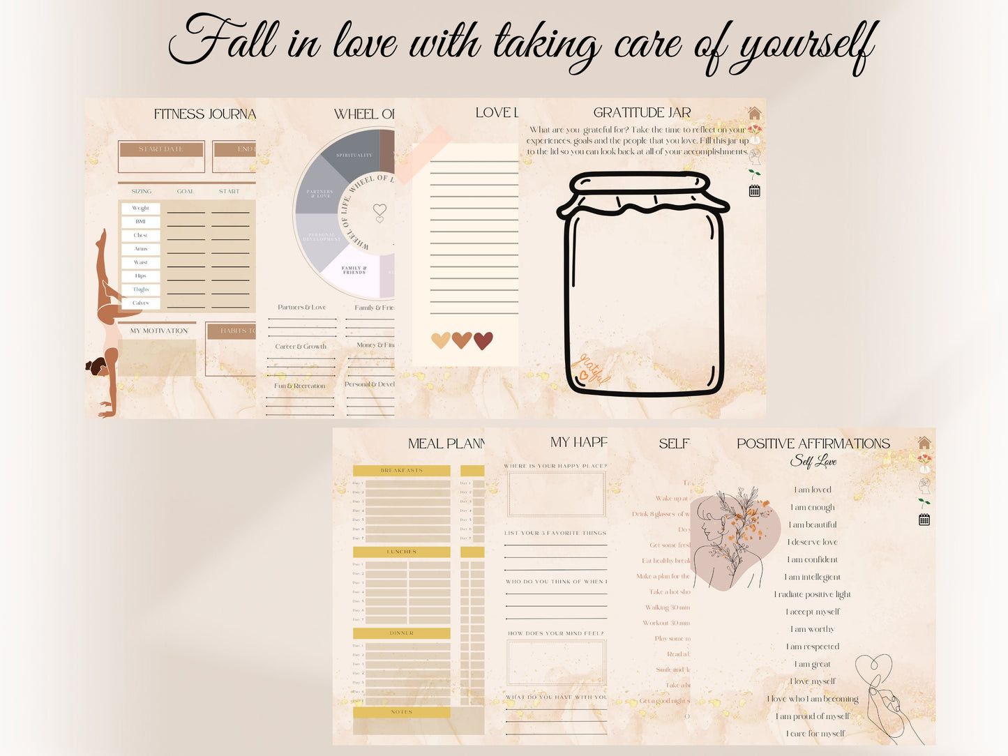 Self Care Planner Digital Wellness Guide Mental Health Checklist Goal Planner Daily Well Being Journal Self-Care Gift Gratitude Journal