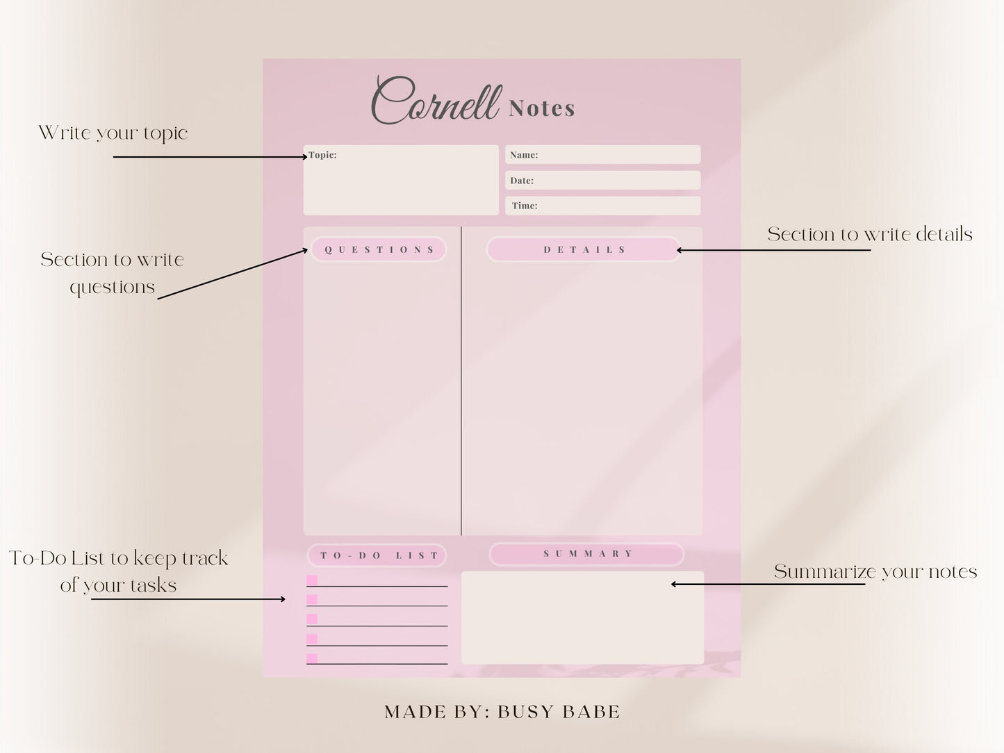 Printable Cornell Notes Digital Notebook for Students Study Planner for College Academic Planner Goodnotes 2023 Student Planner Note Taking