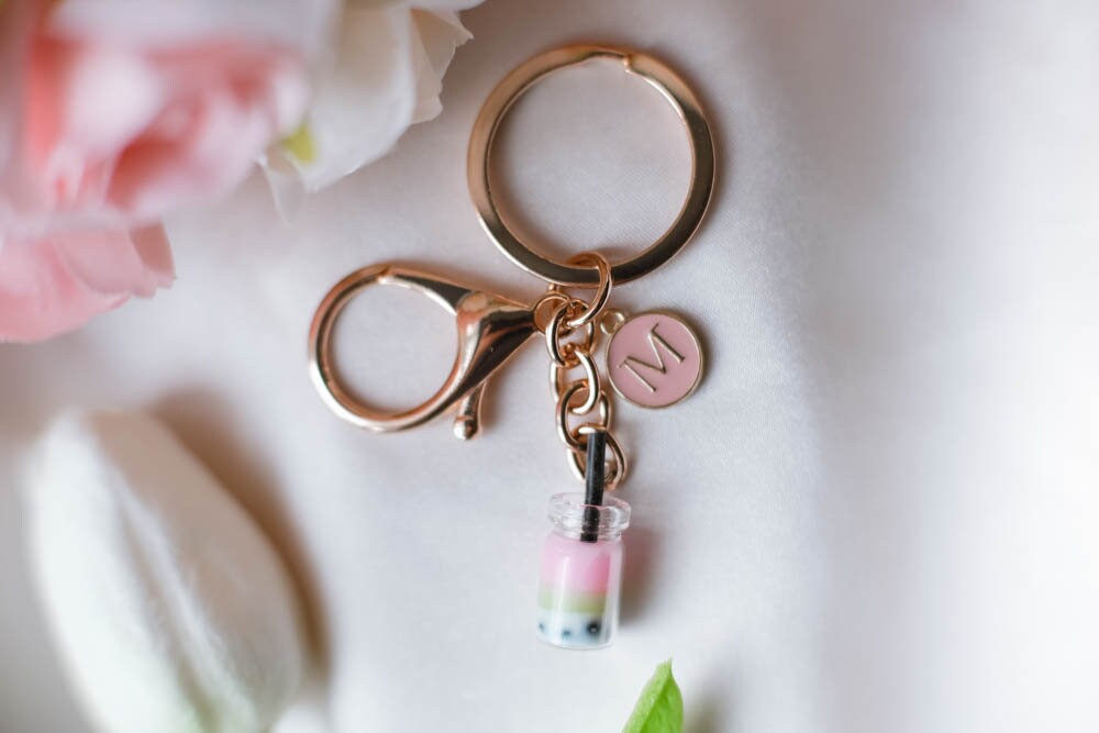 Personalized Bubble Tea Keychain, Random Colore, Summer Accessories, Elegant Gift for Best Friend, Bag Charm, Boba Tea Charm, Food Lover