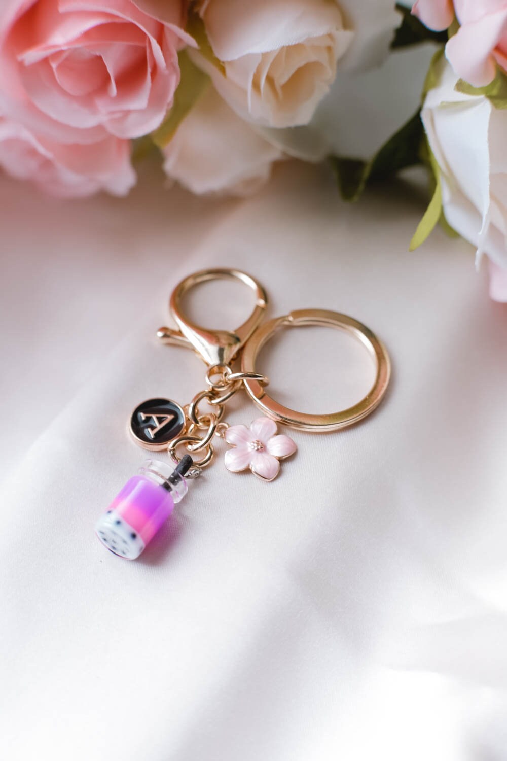 Personalized Bubble Tea Keychain, Random Colore, Summer Accessories, Elegant Gift for Best Friend, Bag Charm, Boba Tea Charm, Food Lover