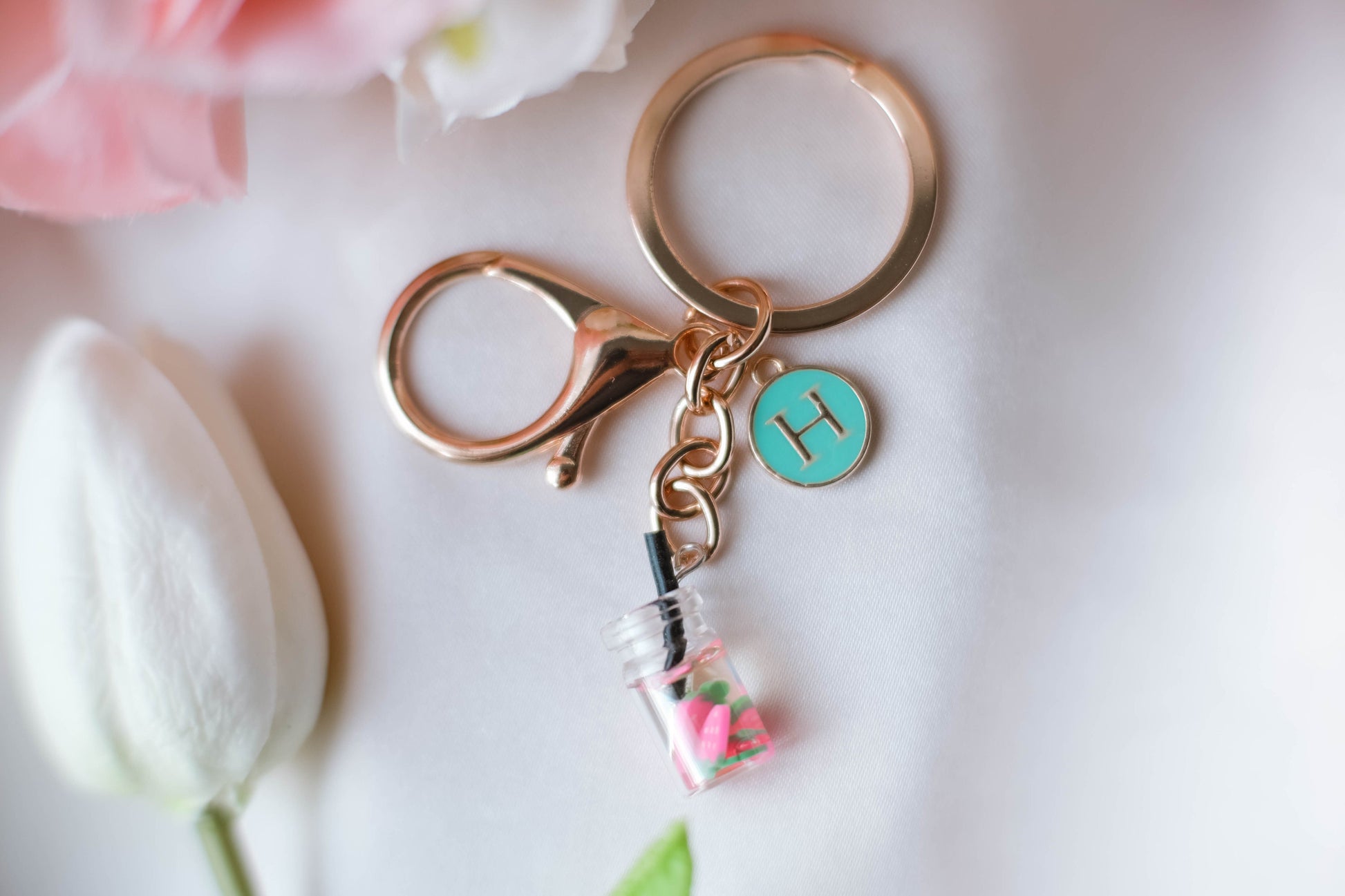 Personalized Fruit Drink Keychain, Random Choice, Summer Accessories, Fall Ideas, Gift for Best Friend, Bag Charm, Foodie Gift,Initial Charm