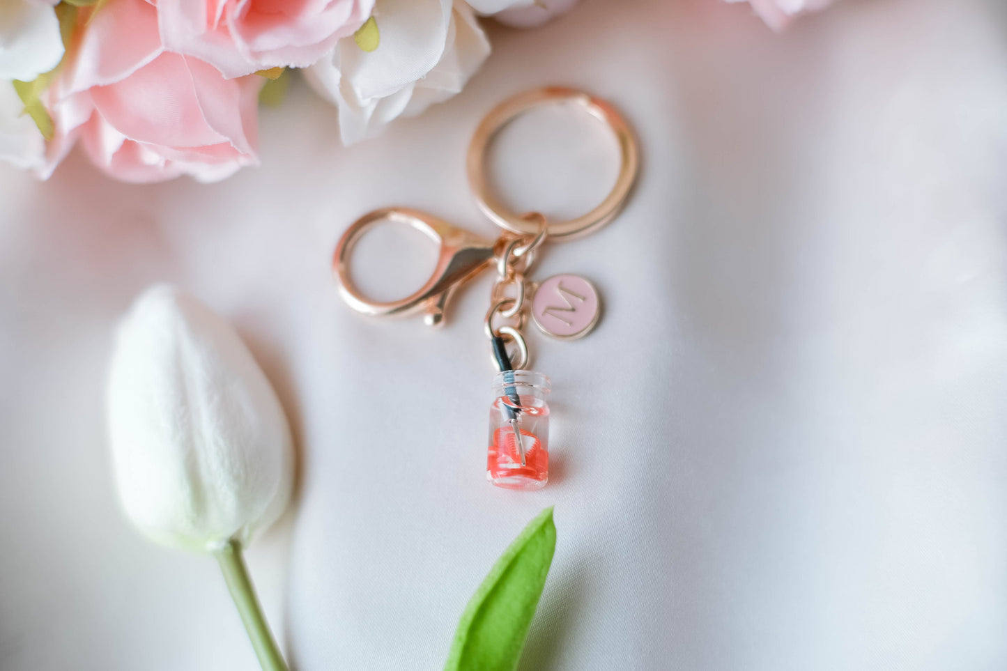 Personalized Fruit Drink Keychain, Random Choice, Summer Accessories, Fall Ideas, Gift for Best Friend, Bag Charm, Foodie Gift,Initial Charm