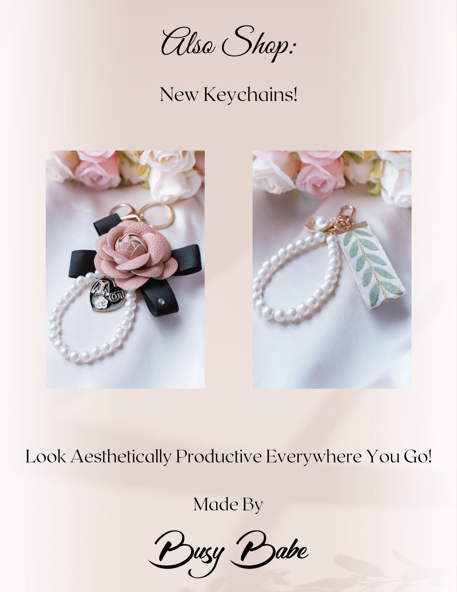 Pearl and Ribbon Keychain Elegant Wristlet For Women Purse Accessory For Her Gift Idea for BFF Aesthetic Keychain For Women Luxury Keychain