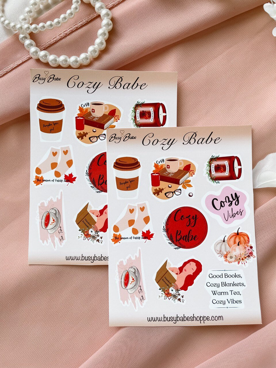 Aesthetic Cozy Babe Sticker Sheet, LatoptopSticker, Seasonal Autumn Stickers, Autumn Vibe Stickers, Fall Cozy Gift Box, Autumn Sticks