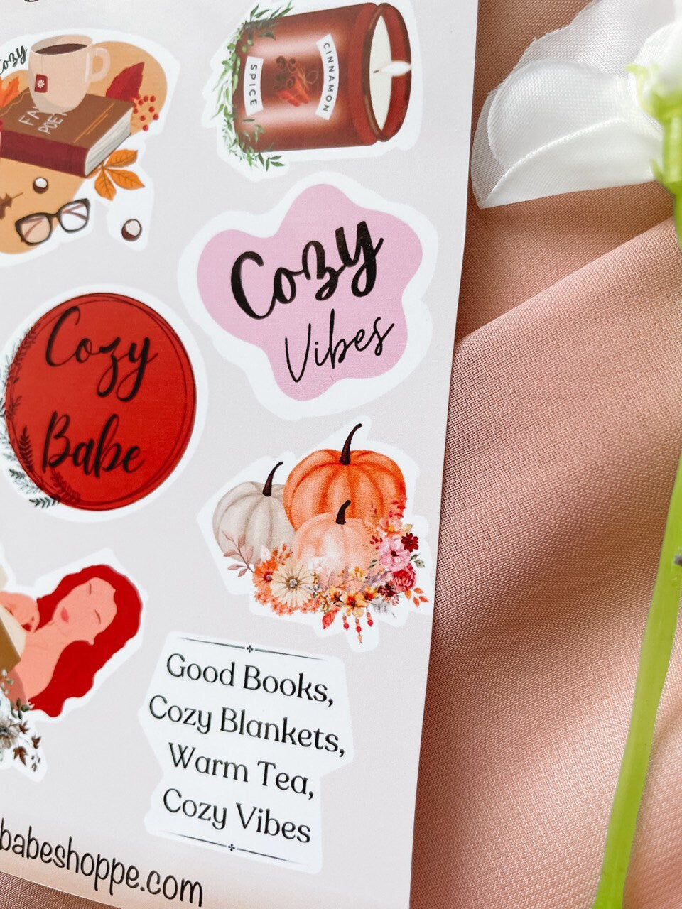 Aesthetic Cozy Babe Sticker Sheet, LatoptopSticker, Seasonal Autumn Stickers, Autumn Vibe Stickers, Fall Cozy Gift Box, Autumn Sticks