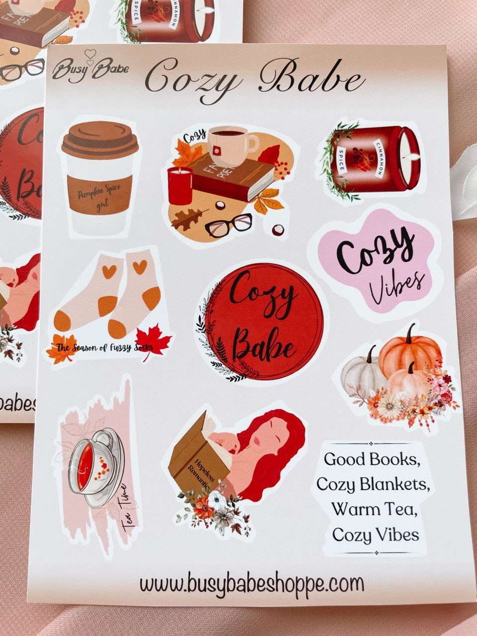 Aesthetic Cozy Babe Sticker Sheet, LatoptopSticker, Seasonal Autumn Stickers, Autumn Vibe Stickers, Fall Cozy Gift Box, Autumn Sticks