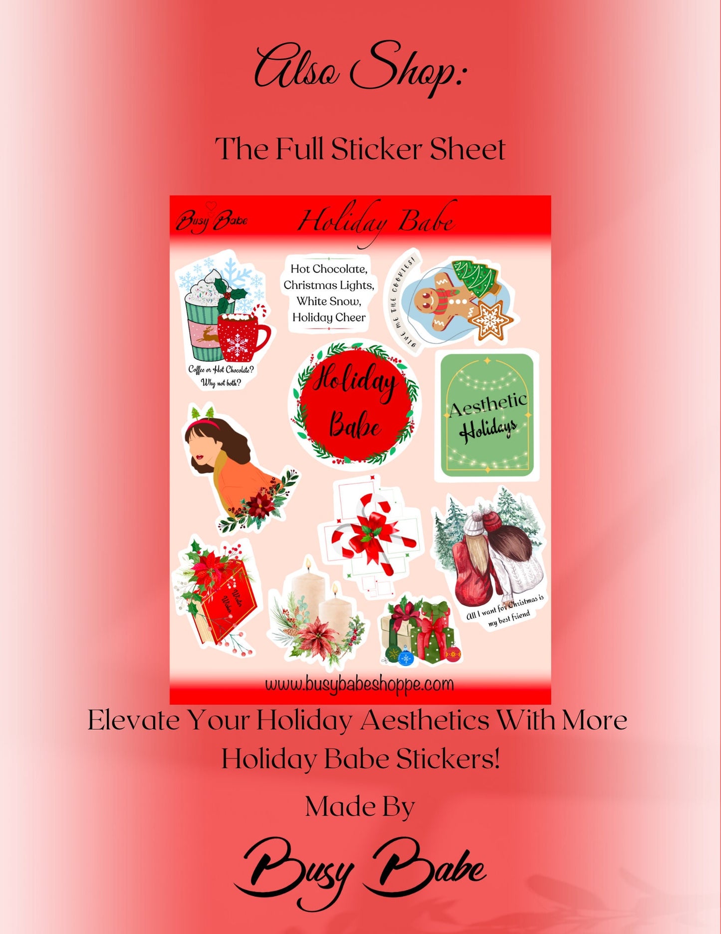 Holiday Babe Sticker, Gift Wrap Label, Holiday BFF Gift, Winter Sticker, Cute Christmas Sticker, Laptop Red Sticker, Sticker For Her Gift