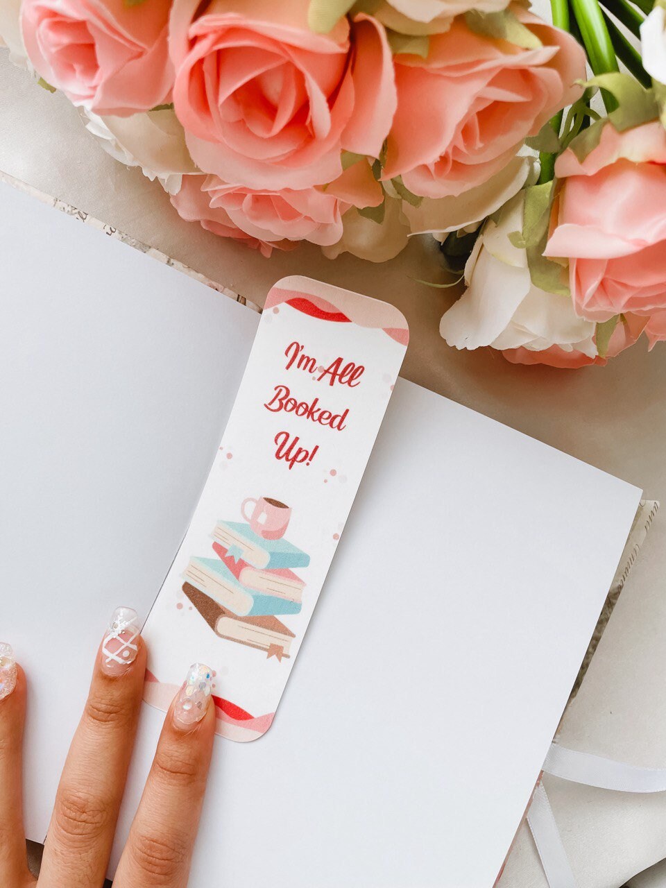 I'm Booked Up Ribbon Bookmark, Book Lover Gift, Pink Bow Bookmark, Aesthetic Bookmark, Book Accessory, Kawaii Stationery Set, Book Club Gift