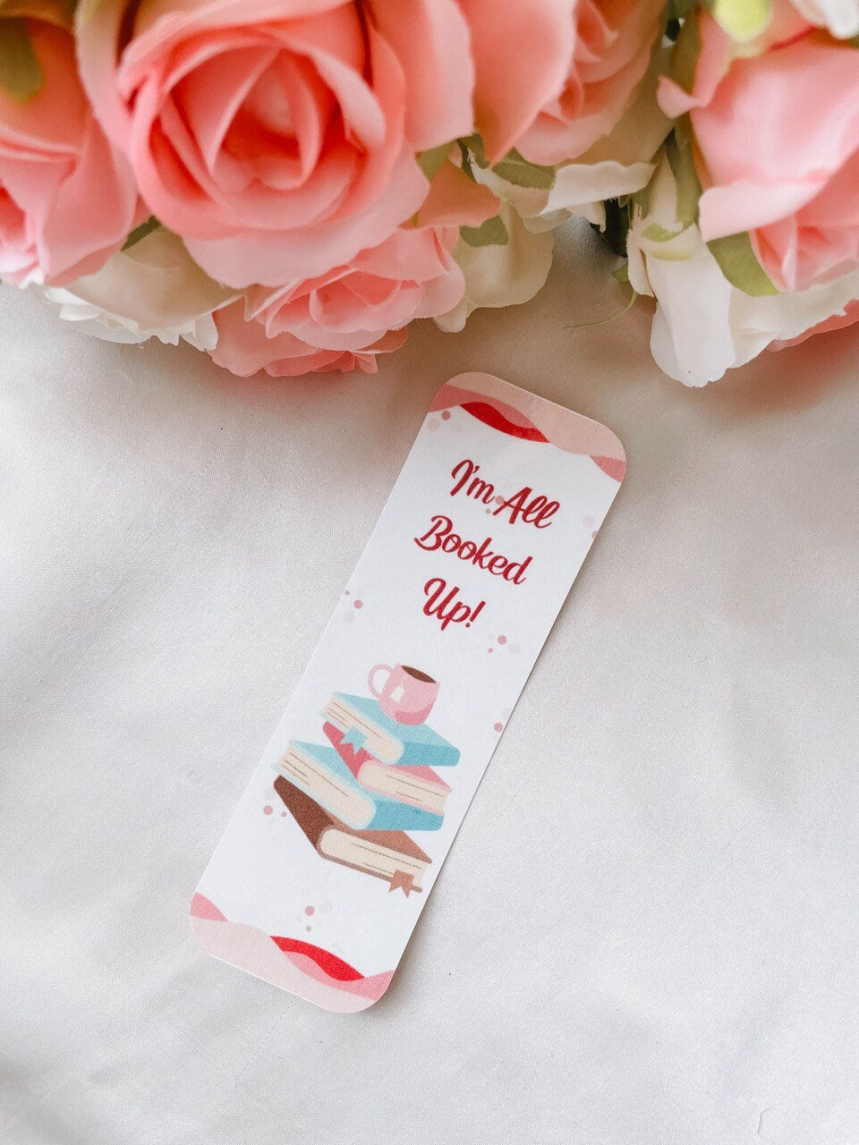 I'm Booked Up Ribbon Bookmark, Book Lover Gift, Pink Bow Bookmark, Aesthetic Bookmark, Book Accessory, Kawaii Stationery Set, Book Club Gift