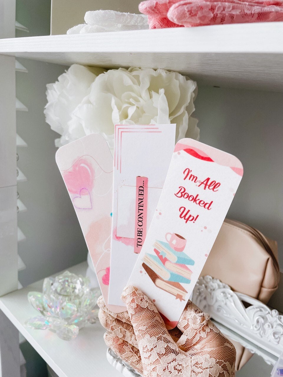 Cute Bookmark Pack With Bow Ribbon, Book Lover Gift, Pink Bookmarks, Book Accessory, Cute Stationery Set, BookTok Lover, Kawaii Bookmark