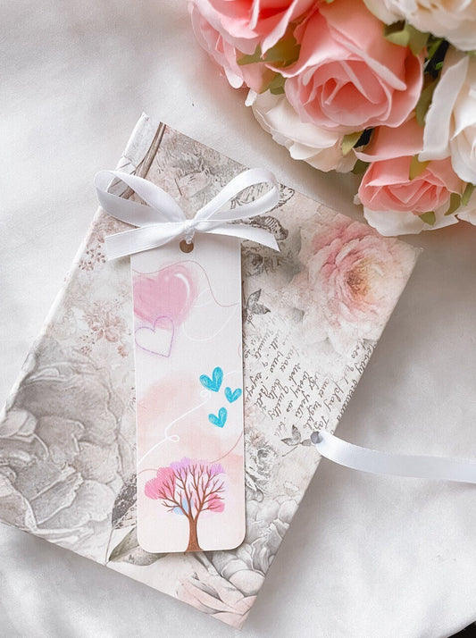 Pink Heart Bookmark, Book Lover Gift, Romance Bookmark, Book Accessory, Cute Stationary Accessory, BookTok Lover, Kawaii Bookmark With Bow