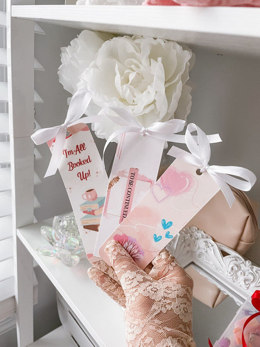 Cute Bookmark Pack With Bow Ribbon, Book Lover Gift, Pink Bookmarks, Book Accessory, Cute Stationery Set, BookTok Lover, Kawaii Bookmark